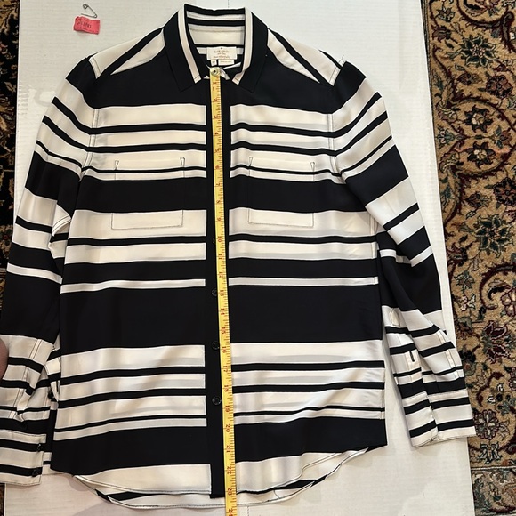 Kate Spade New York black and white striped silk blouse, XS - Picture 7 of 10